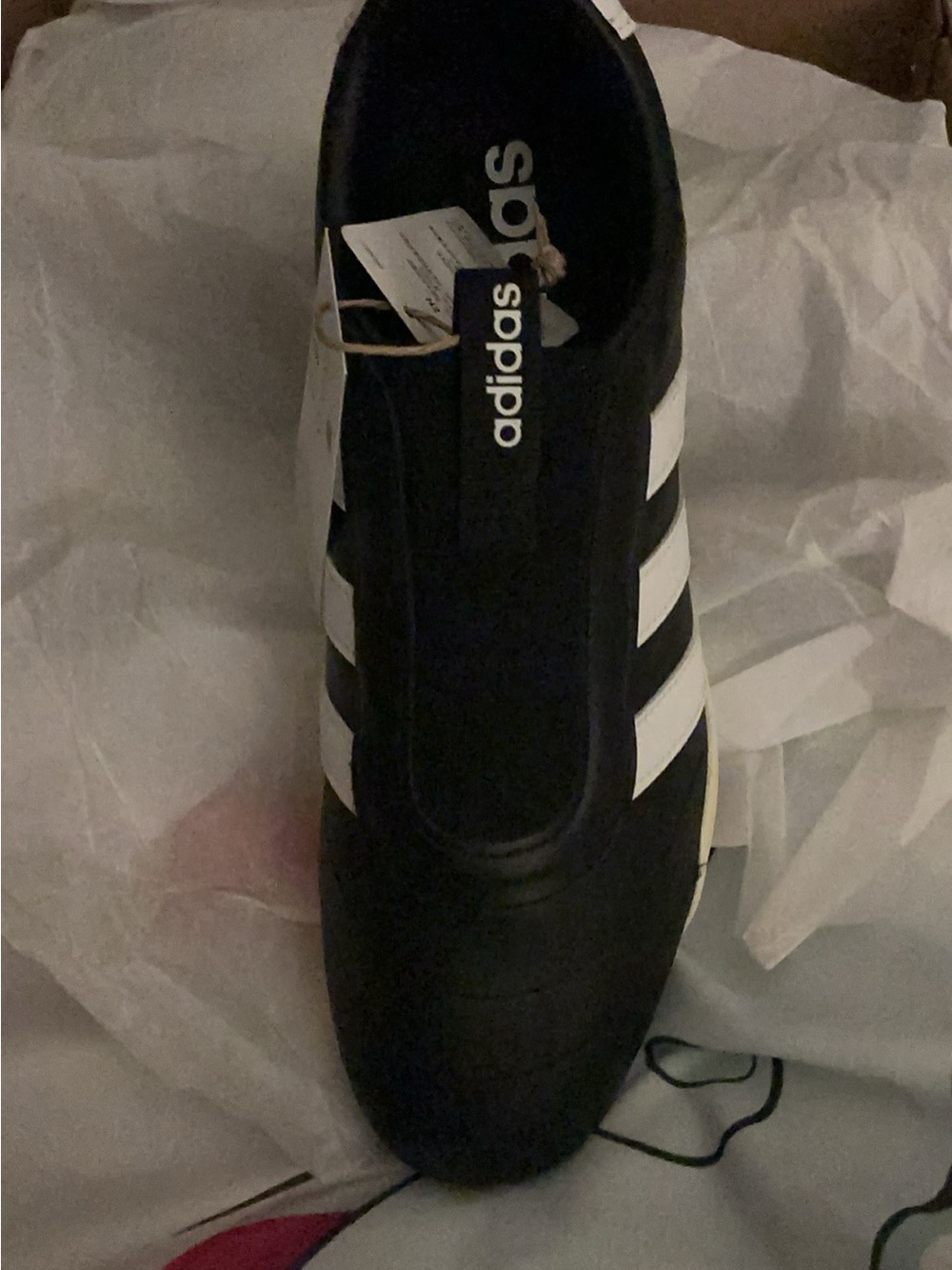 adidas Black Slip-On Sneakers with White Stripes-Sz. 8.5